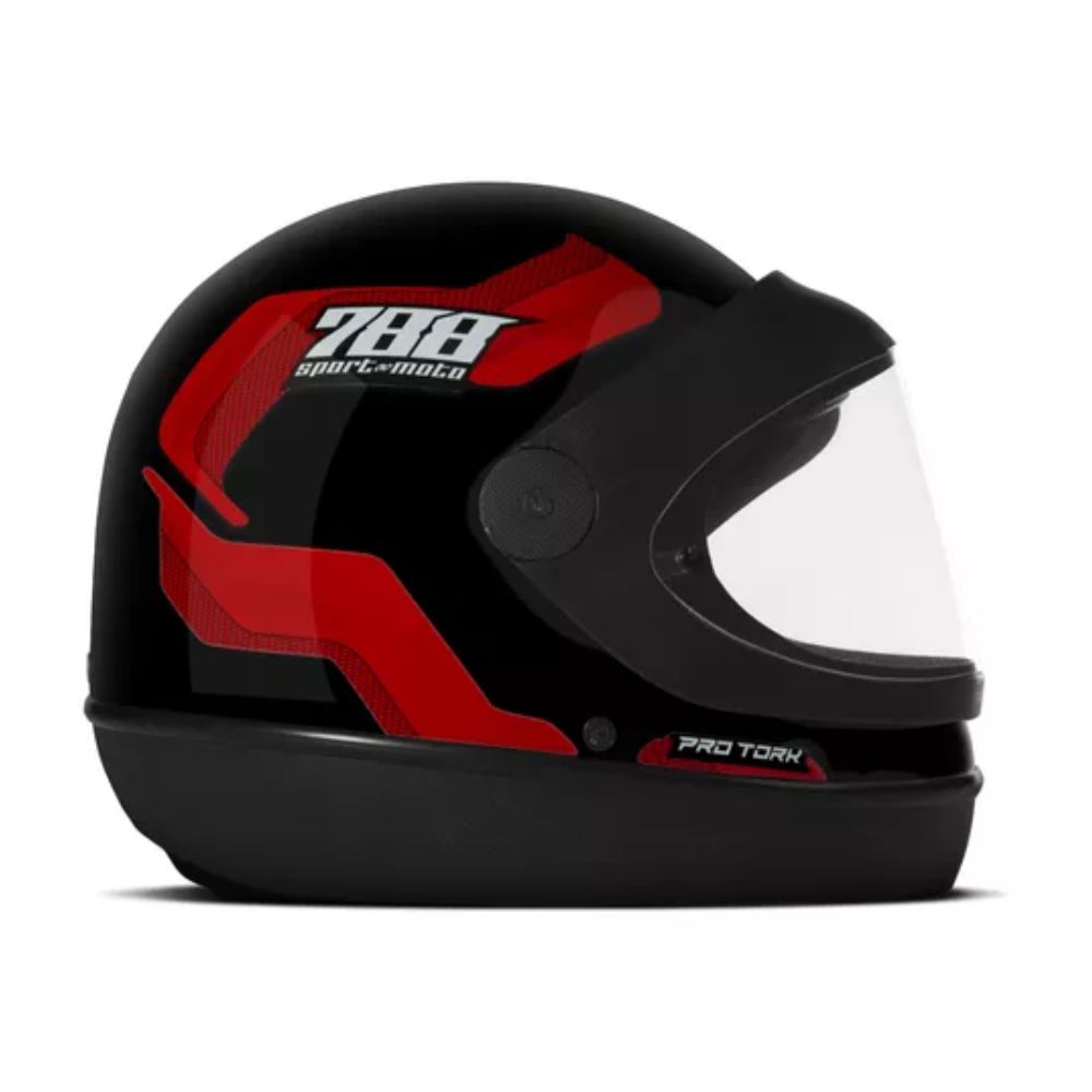 Capacete Protork SM Sport 788 CAP-495VM Tamanho 58 Preto/Vermelho