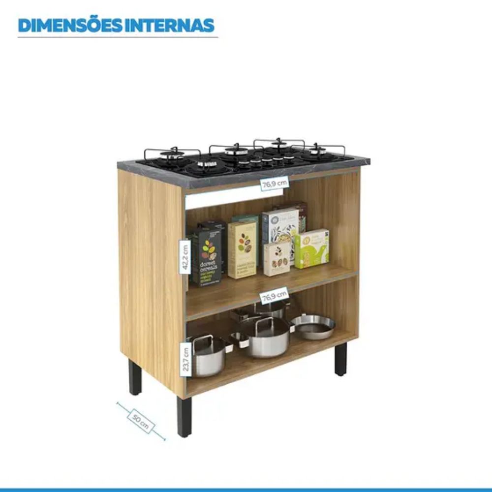 Balcão Itatiaia Cooktop 5 Bocas 2 Portas New Jazz Off White