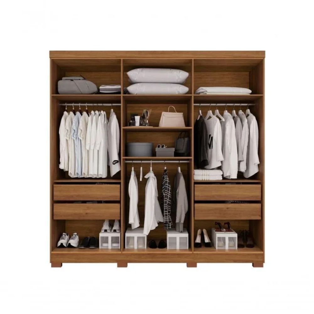 Guarda-roupa Coliseu sem Espelho 6 Portas 4 Gavetas Salleto Cinamomo/off White