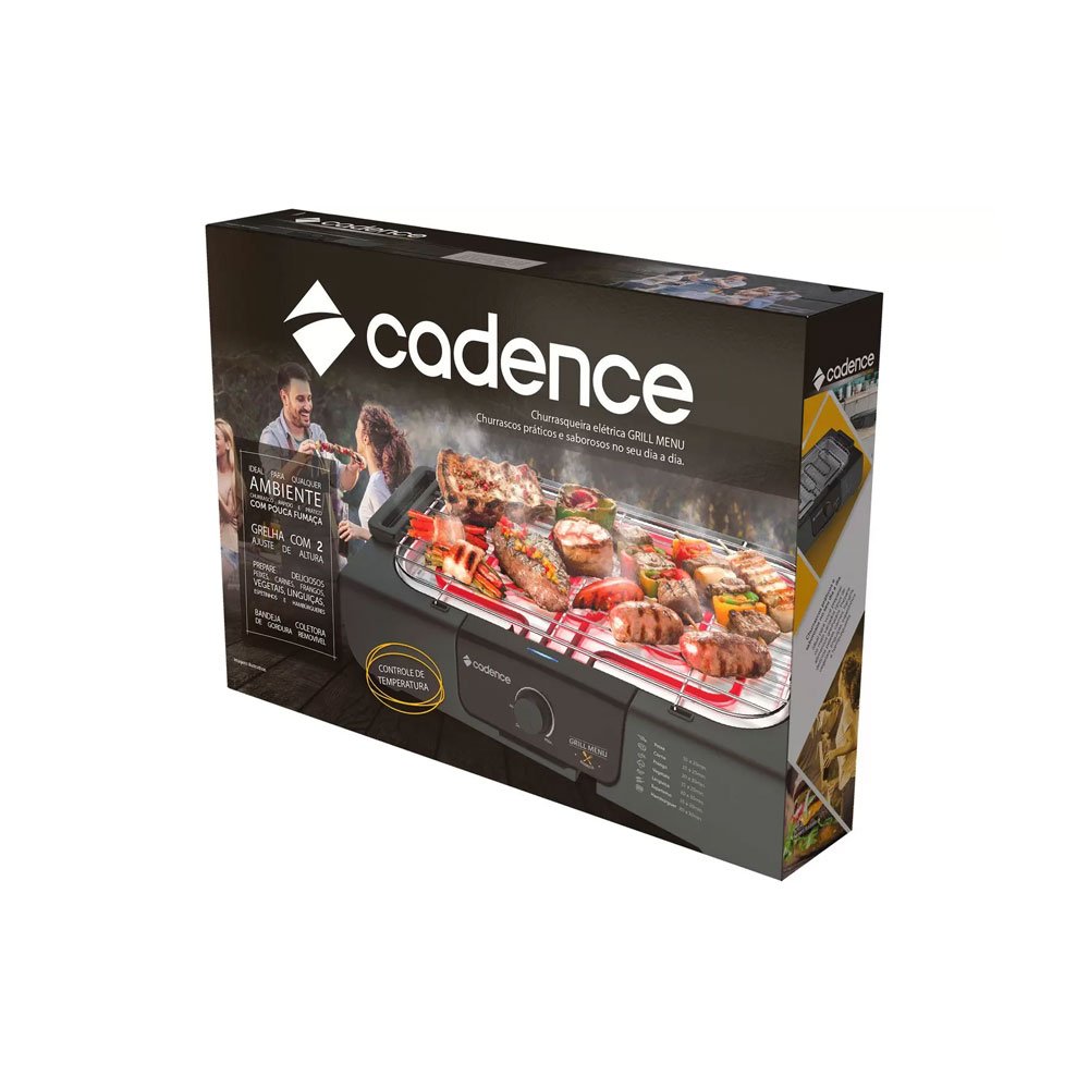 Churrasqueira Elétrica Portátil Cadence Grill GRL810 com Bandeja Coletora e Grelha
