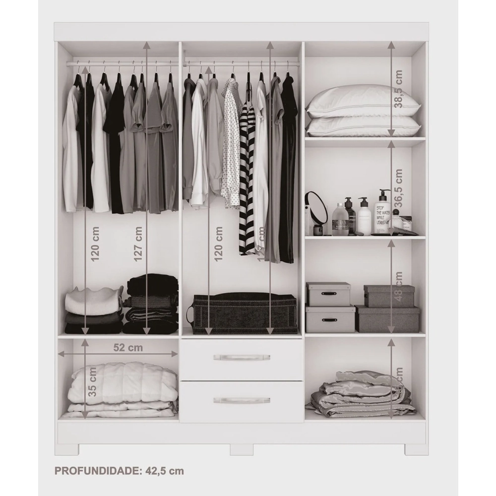 Guarda Roupa Notavel Nt 5130 Branco New/ Rosa