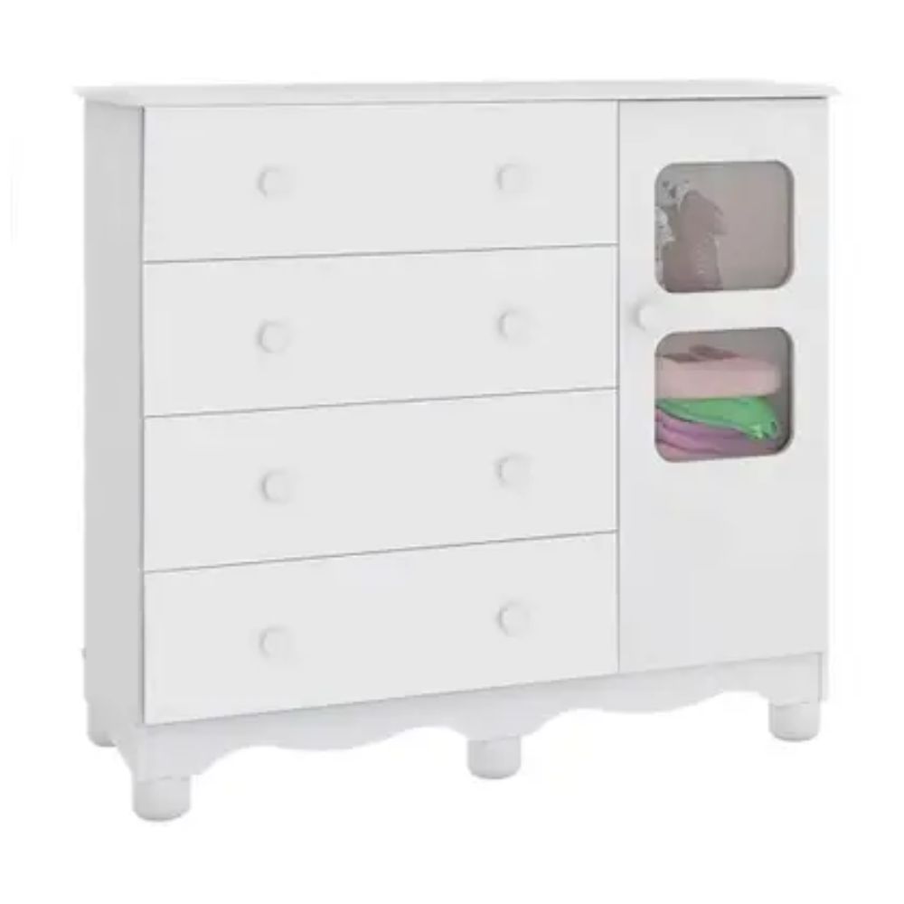Cômoda Infantil Peroba Uli com 1 Porta e 4 Gavetas