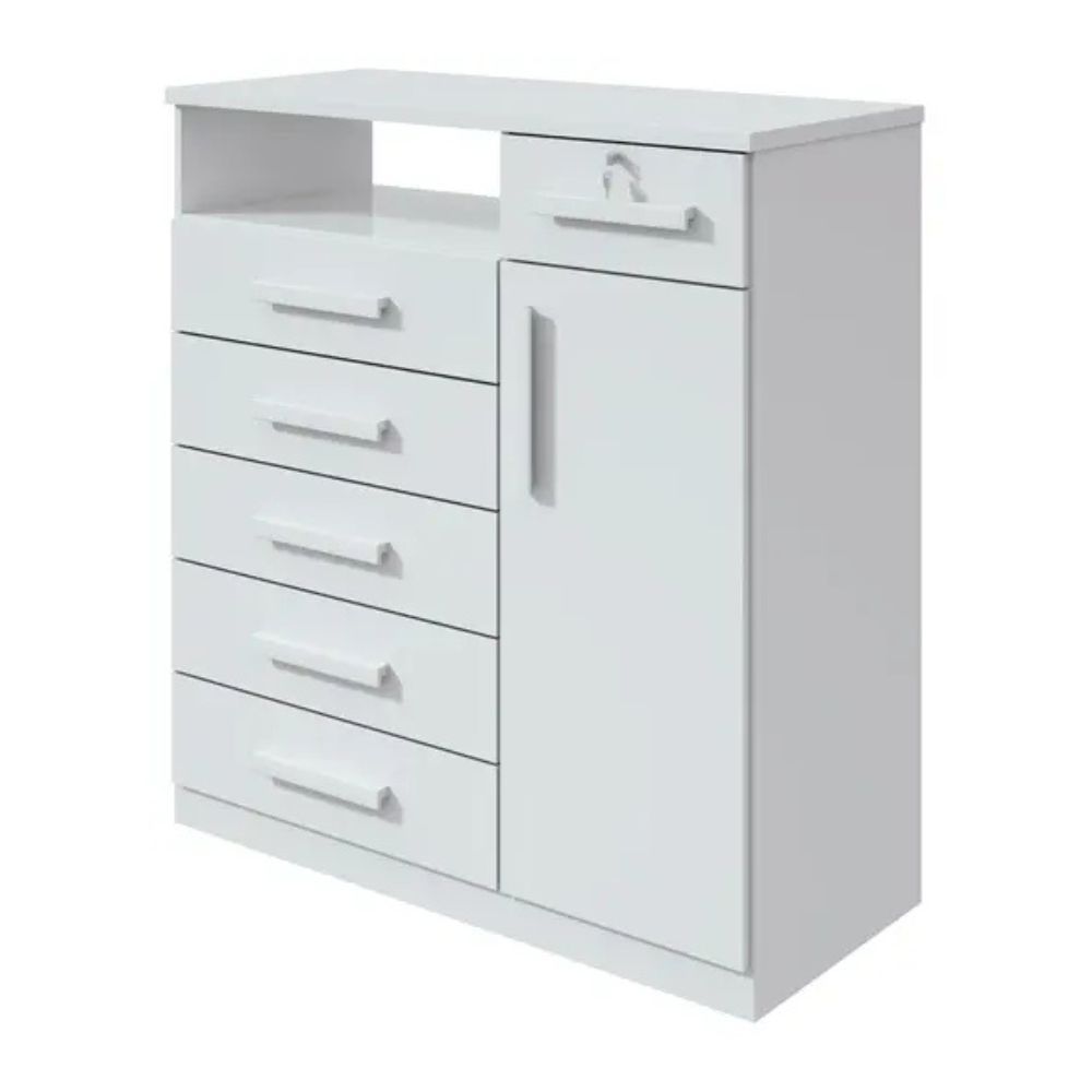 Cômoda Lopas Da Vinci 6 Gavetas 1 Porta com Nicho Branco