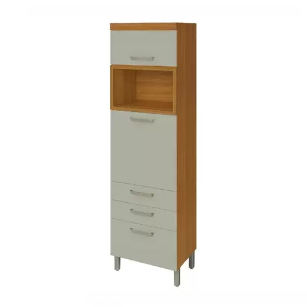 Paneleiro 2 Portas 3 Gavetas Nesher Princesa 64cm MDF Freijó/Off White