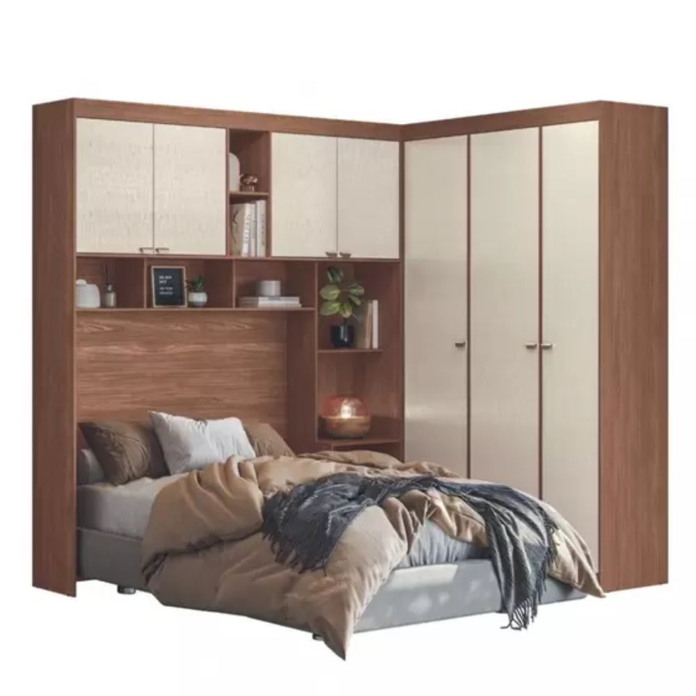 Guarda Roupa Quarto Casal 7 Portas 2 Gavetas Lugano Santos Andirá Jatobá/Areia