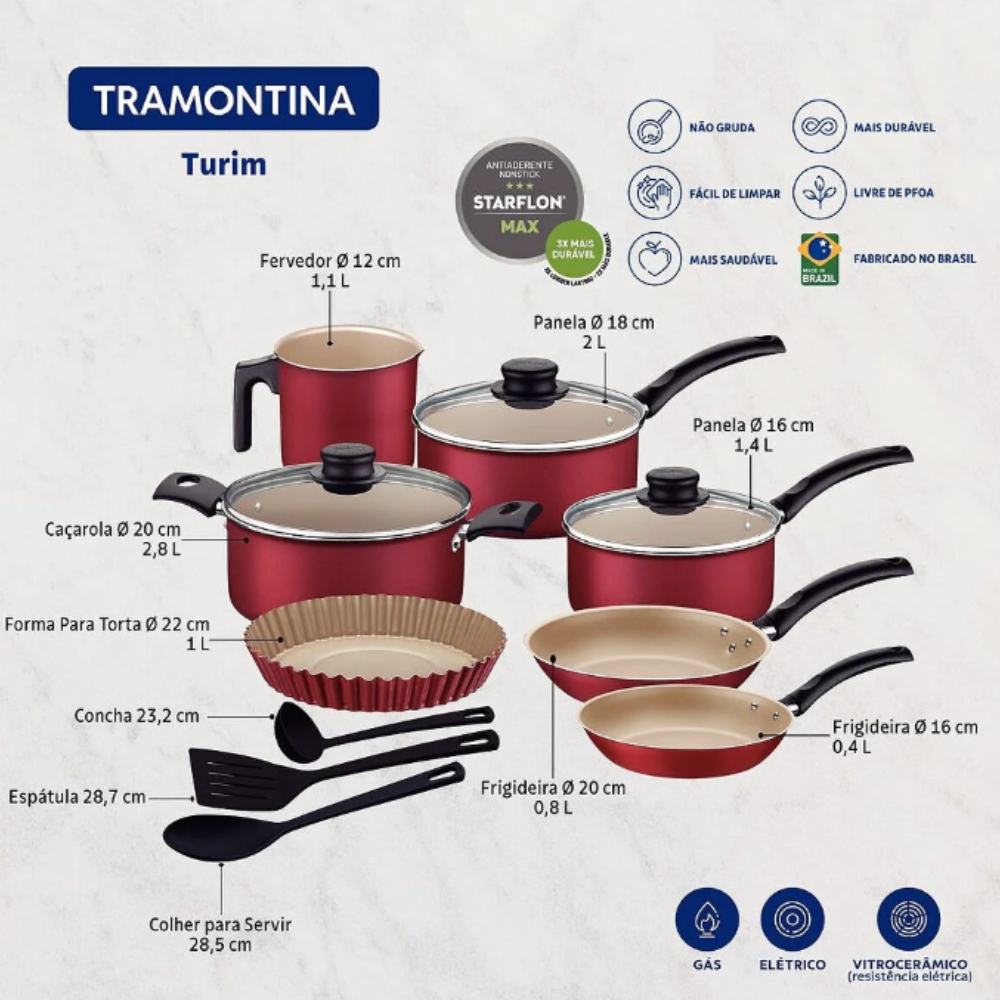 Kit Utensílios de Cozinha Tramontina Turim 10 Peças