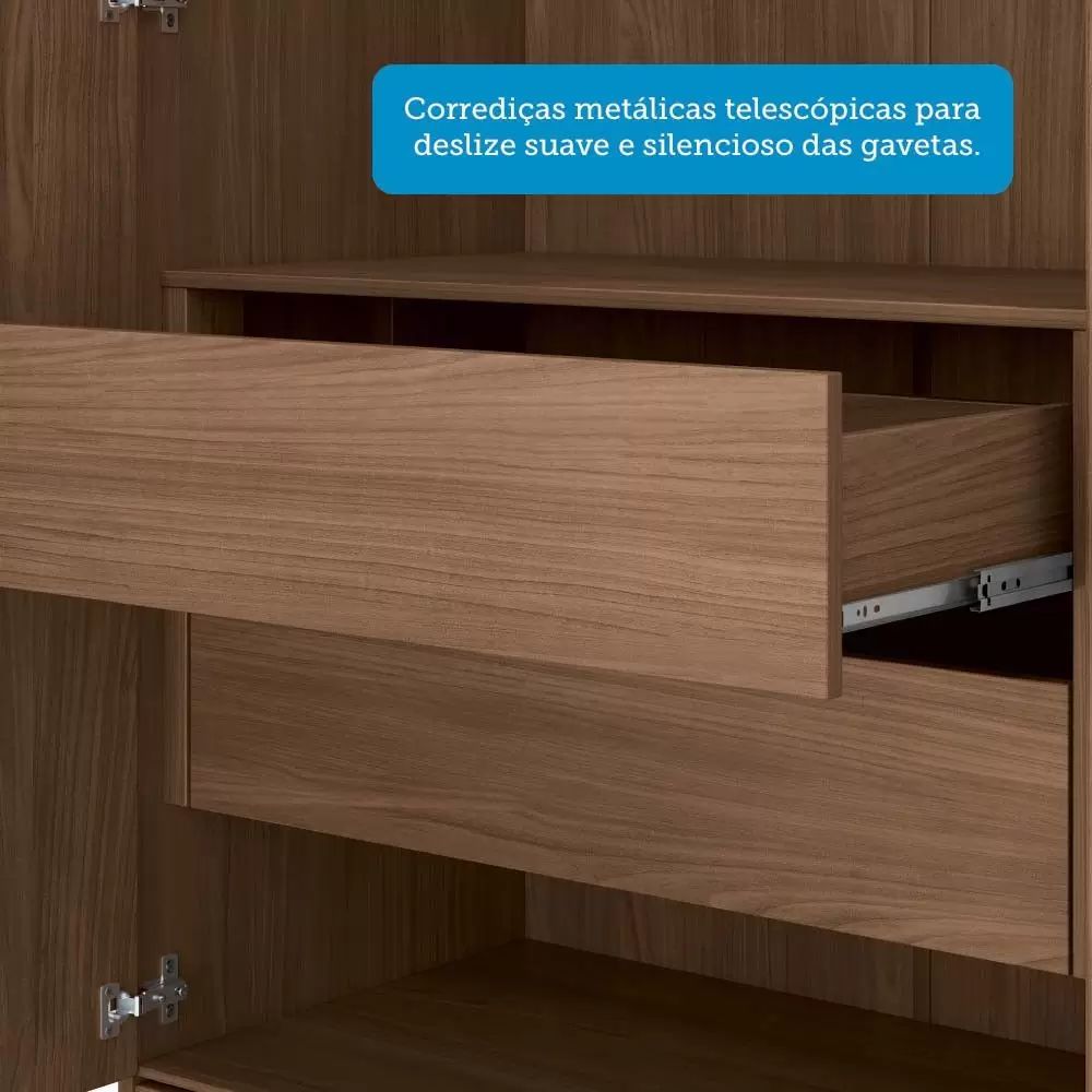 Guarda Roupa Solteiro 4 Portas Buriti Santos Andirá Jatoba /Areia