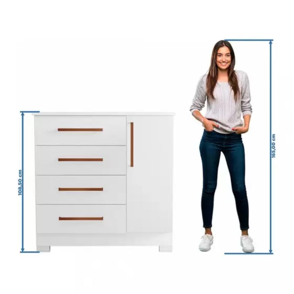 Cômoda 4 Gavetas 1 Porta Flex NT 5185 Notável Móveis