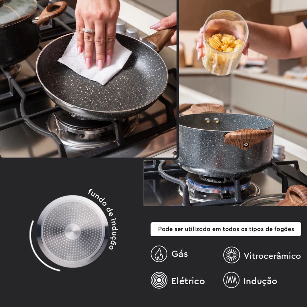 Jogo de Panelas Brinox Ceramic Life Smart Plus 5 Peças