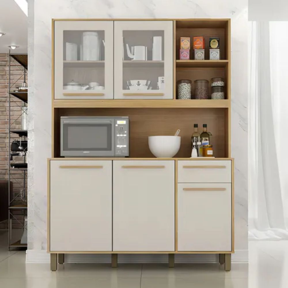 Armário Valdemóveis Rubi 5 Portas 1 Gaveta Cinamomo/Off White