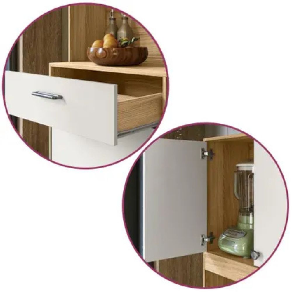 Armario de Cozinha Erva Doce 90 cm 6 Portas e 1 Gaveta - Nicioli