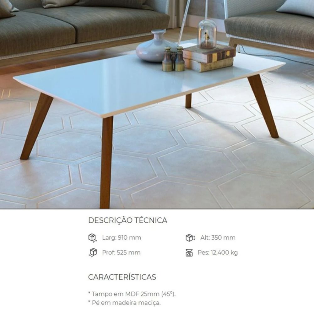 Mesa de Centro Classic Off White, Imcal Móveis
