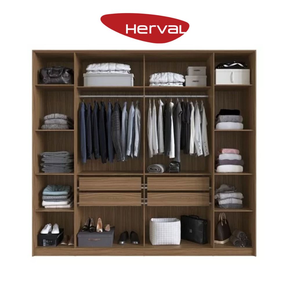 Guarda Roupa Herval Casal PH 1719 Nogueira Fendi