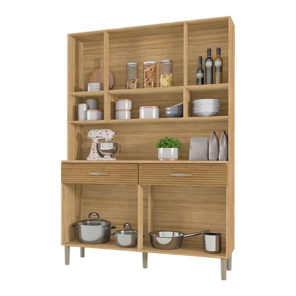 Armário de Cozinha Kits Paraná Golden 8 Portas 8978 Freijo/Supremo/Ripado Freijó