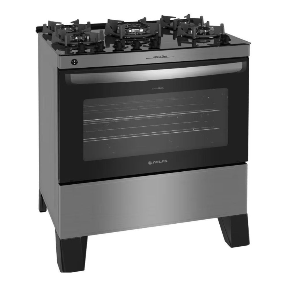 Fogão Atlas Agile Up Glasss 5 Bocas Inox