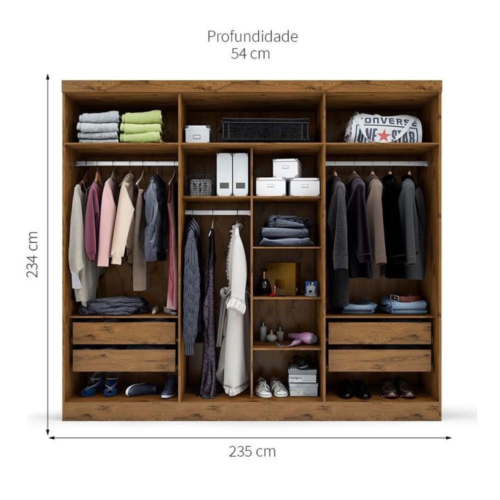 Guarda Roupa Batrol 1207 6 Portas 4 Gavetas Supreme IPE Nobre