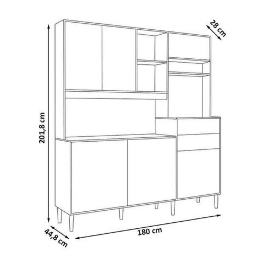 Kit Cozinha Nicioli Salsa 1.80m Ipê/Chumbo