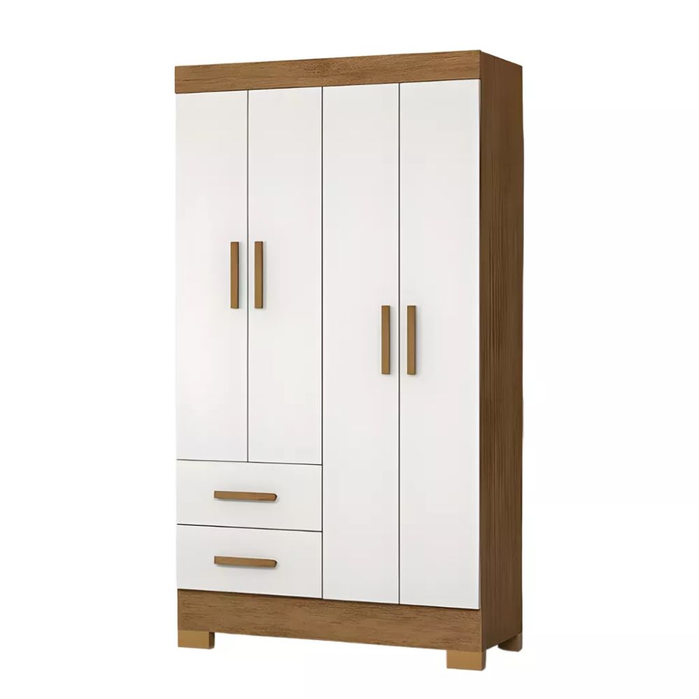 Roupeiro Josan Olímpio 4 Portas com Pés – Cinamomo/Off
