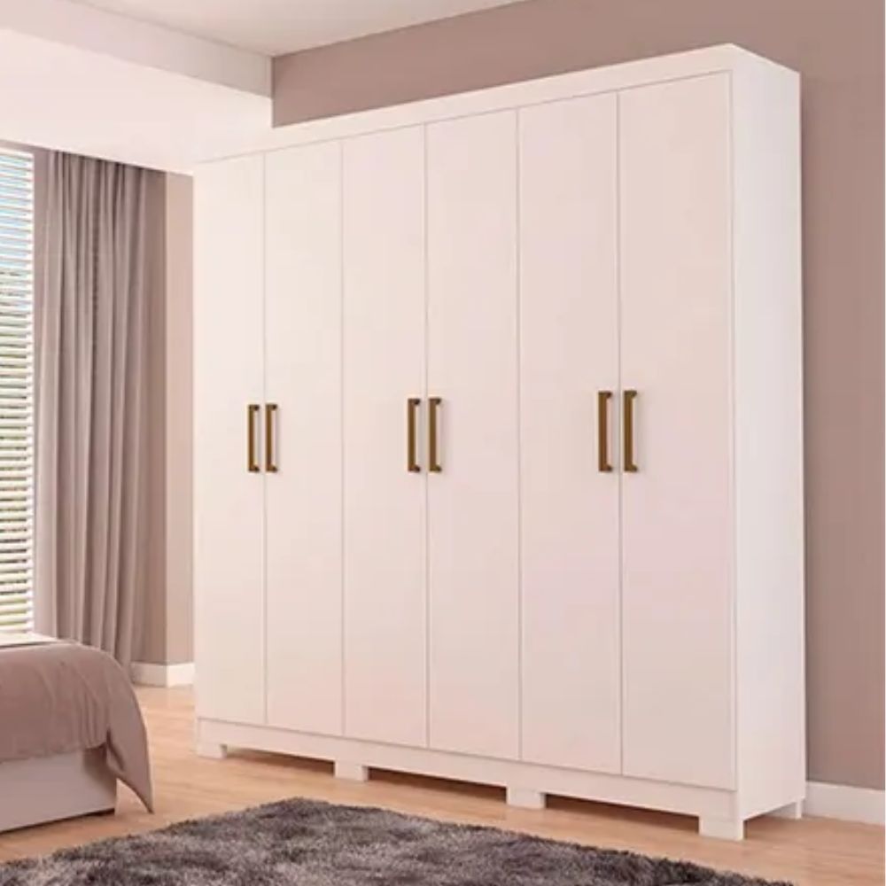 Guarda Roupa Panan Milena Com Espelho Interno 6 Portas Branco
