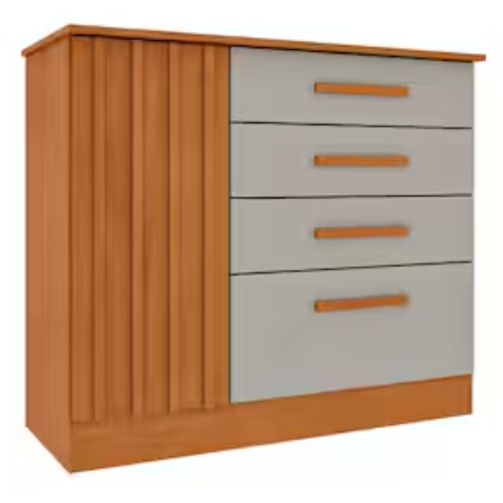 Cômoda Ripada 4 Gavetas 1 Porta Guarani Tcil