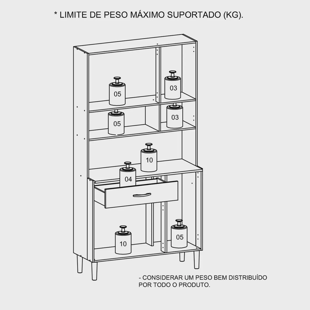 Armário de Cozinha Kits Paraná Golden Nogueira/Off White/Ripado