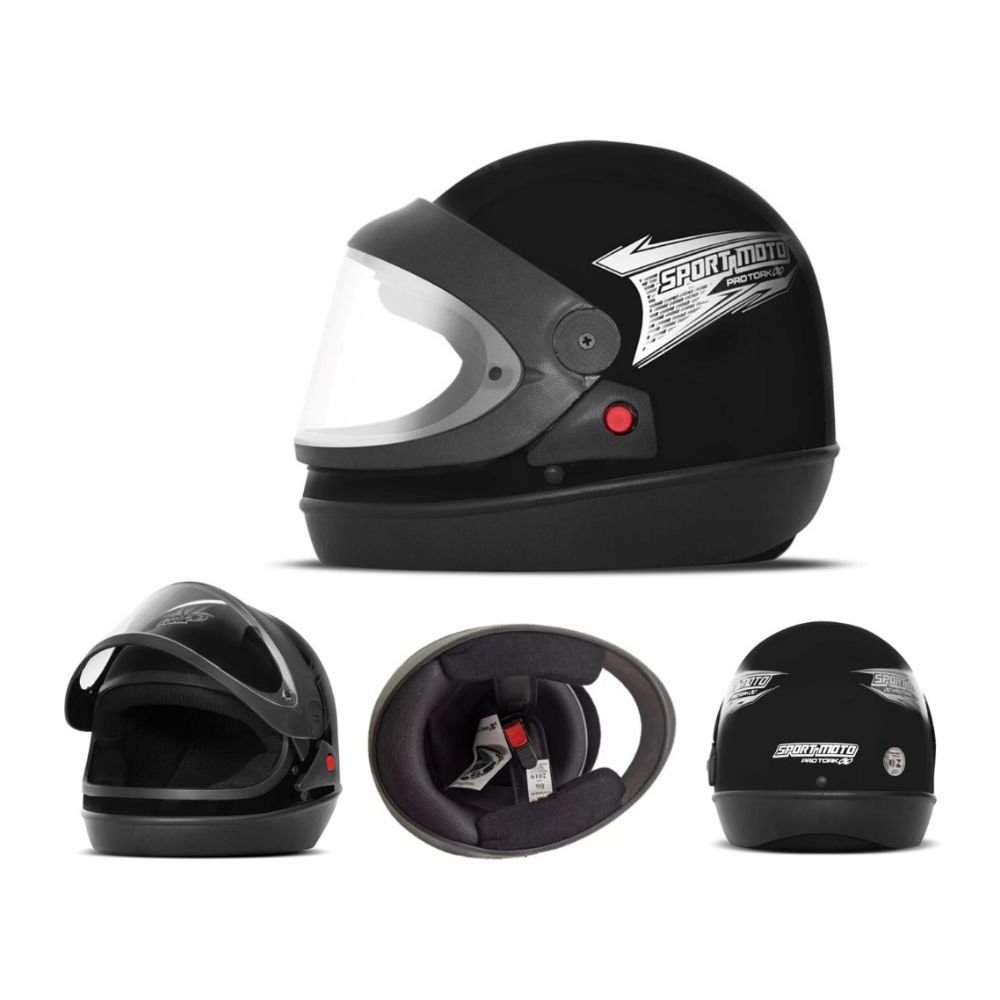 Capacete ProTork SM Sport Moto Tam 58 Preto Fosco