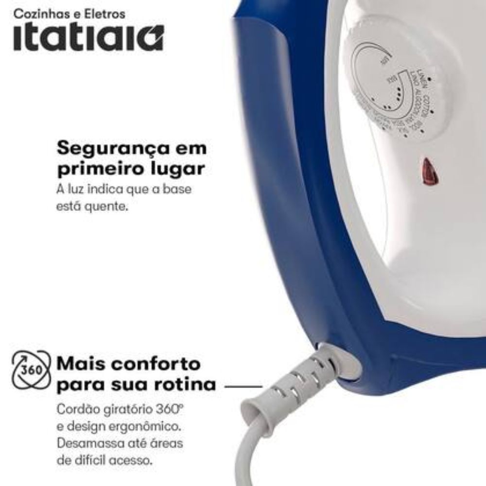 Ferro de Passar a Seco Branco com Azul 220V Itatiaia