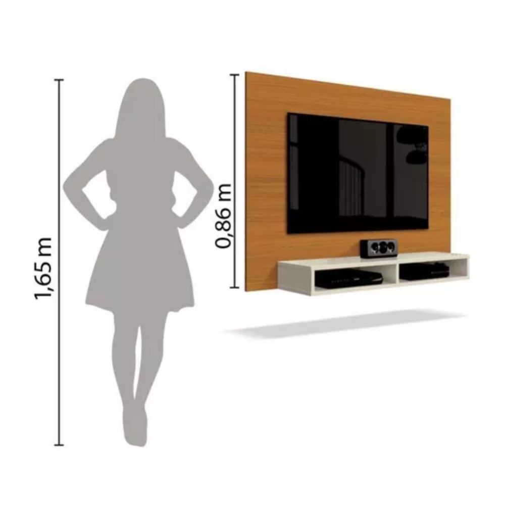 Painel Fox New para TV até 42 Polegadas EDN Off White/Cedro