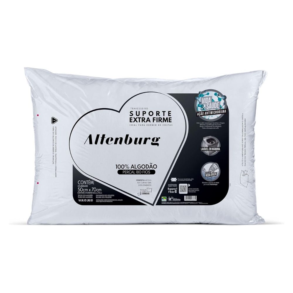 Travesseiro Suporte Extra Firme Altenburg Extra Branco 48x68cm