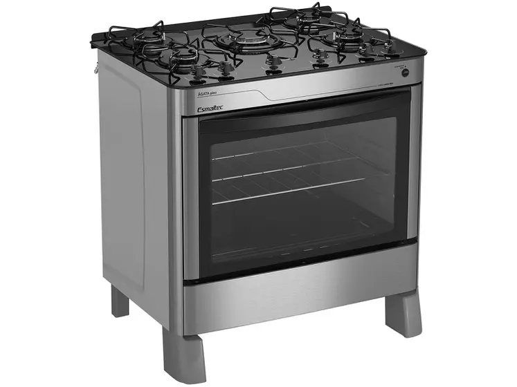 Fogao Esmaltec Agata Glass 5 Bcs 5090 Inox
