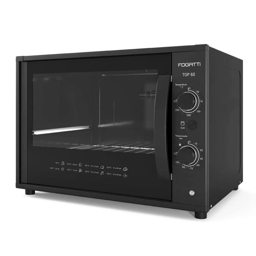 Forno Elétrico De Bancada Fogatti 60 Litros Top60 Black