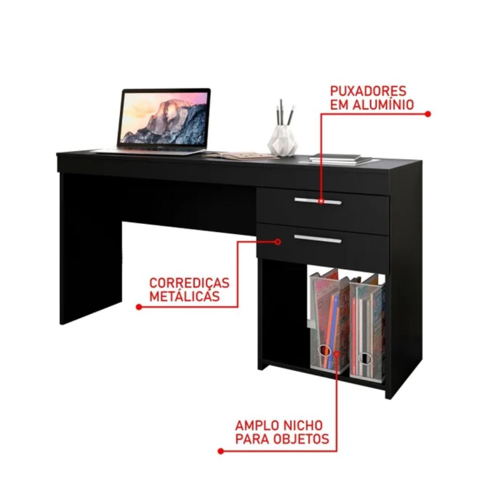 Mesa Notável Office 1,20 metros REF 51015 173 Preto TX