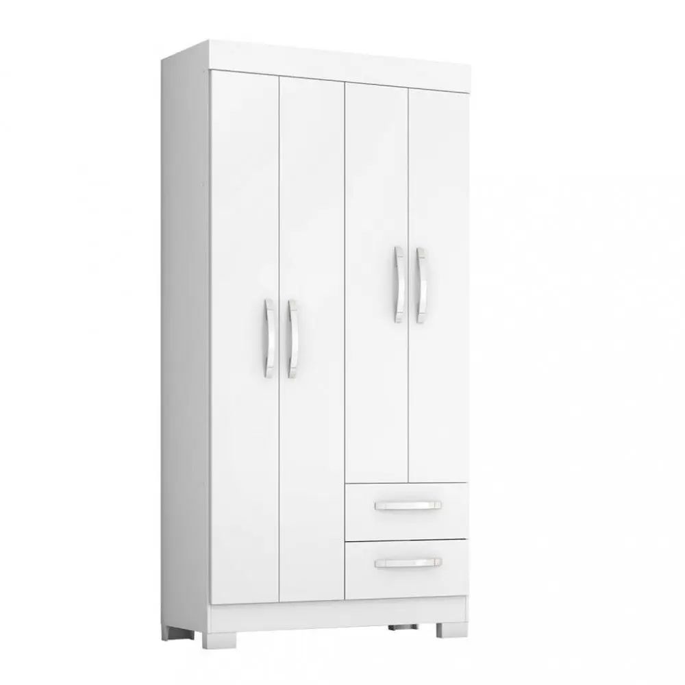 Guarda Roupa Solteiro 4 Portas 2 Gavetas Flex NT 6010 Notável Móveis Branco New/Rosa