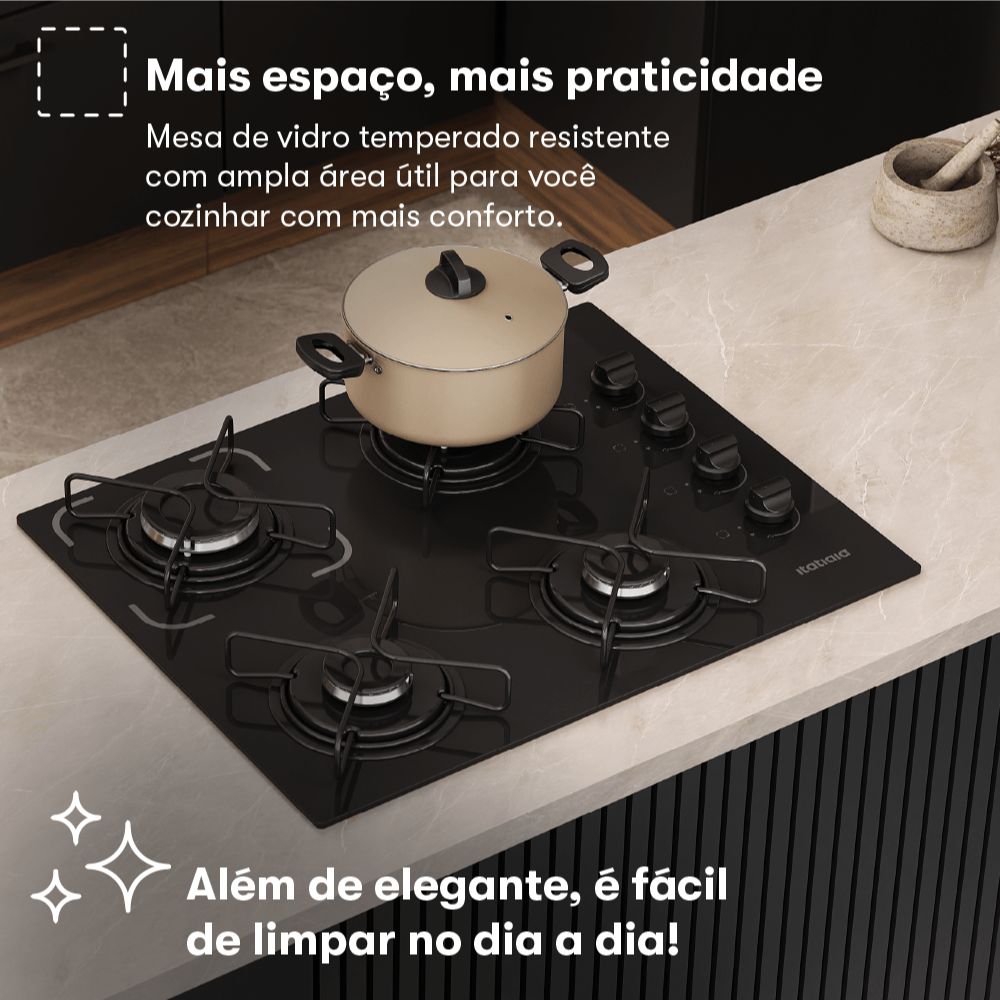 Cooktop Itatiaia Essencial 4 Bocas - Preto