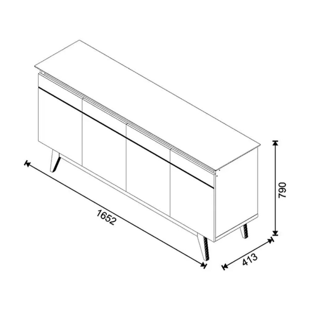 Aparador para Sala Buffet Classic 1.6 Off White Nature Imcal