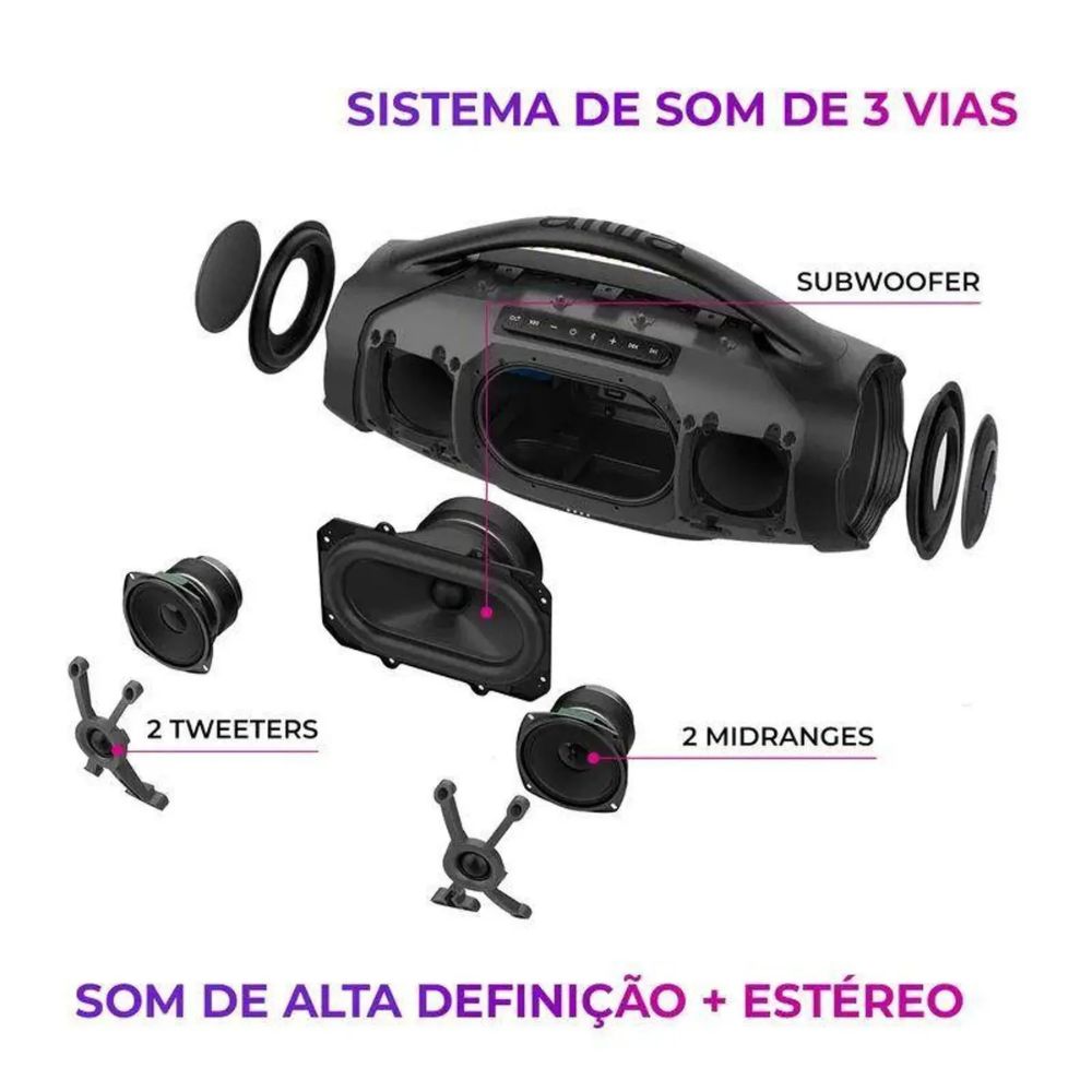 Caixa Boom Box Aiwa AWS-BBS-01-B Bivolt