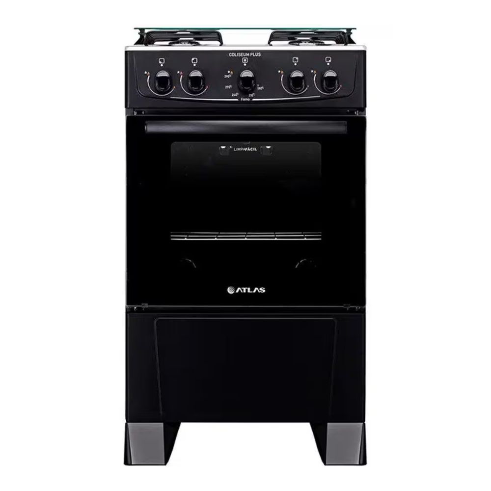 Fogão Atlas Coliseum Plus 4 Bocas Mesa de Inox Forno 50L