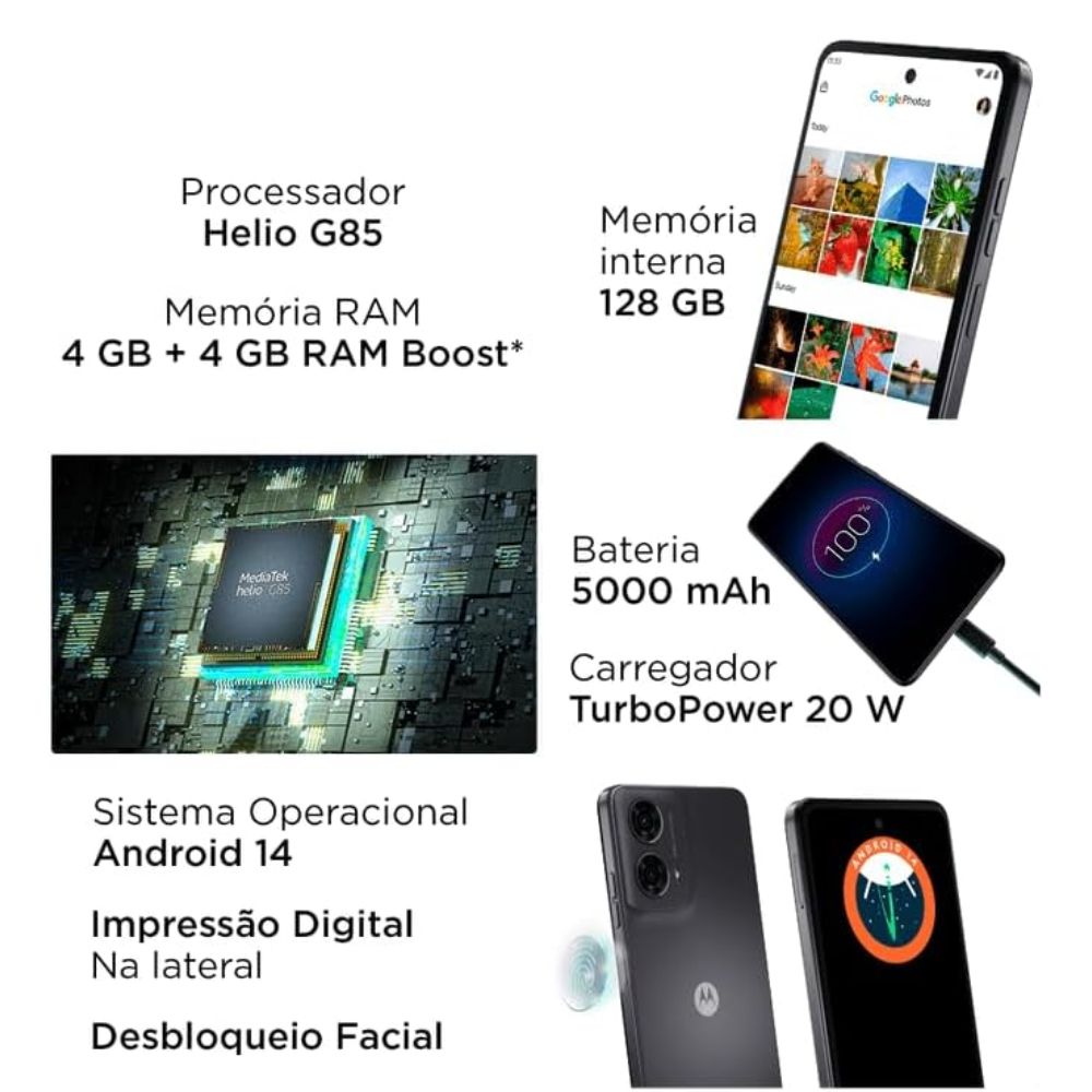 Smartphone Motorola Moto G24 4Gb 128Gb XT2423 Grafite