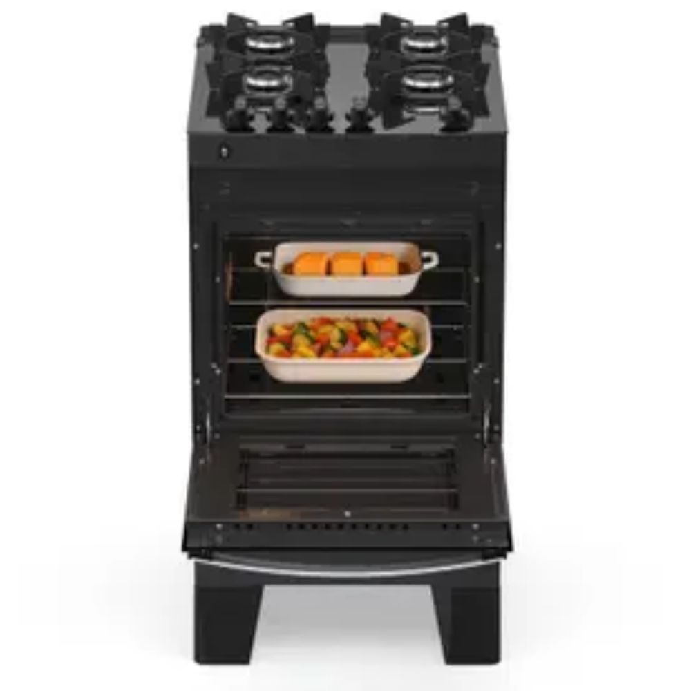 Fogão 4 Bocas Atlas Automático Milão Fast Glass Mesa de Vidro Preto