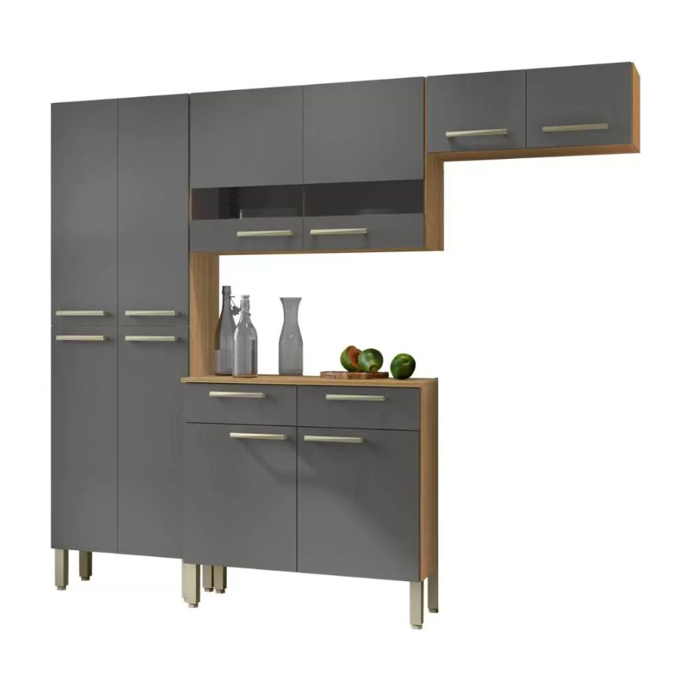 Cozinha Ambiente Nala 4 Peças Freijó Gris Kits Paraná