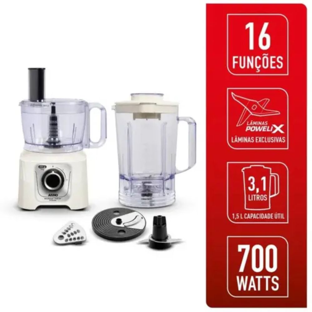 Multiprocessador Arno Multichef Food Marfim 16 Funções MP62