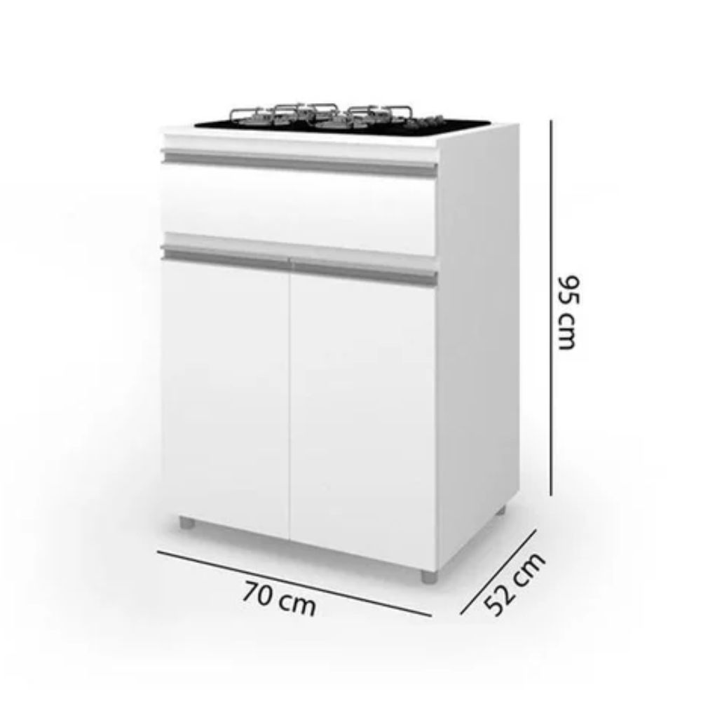 Balcão Movelbento P/ Cooktop Asm 186 0,70 Cm Branco