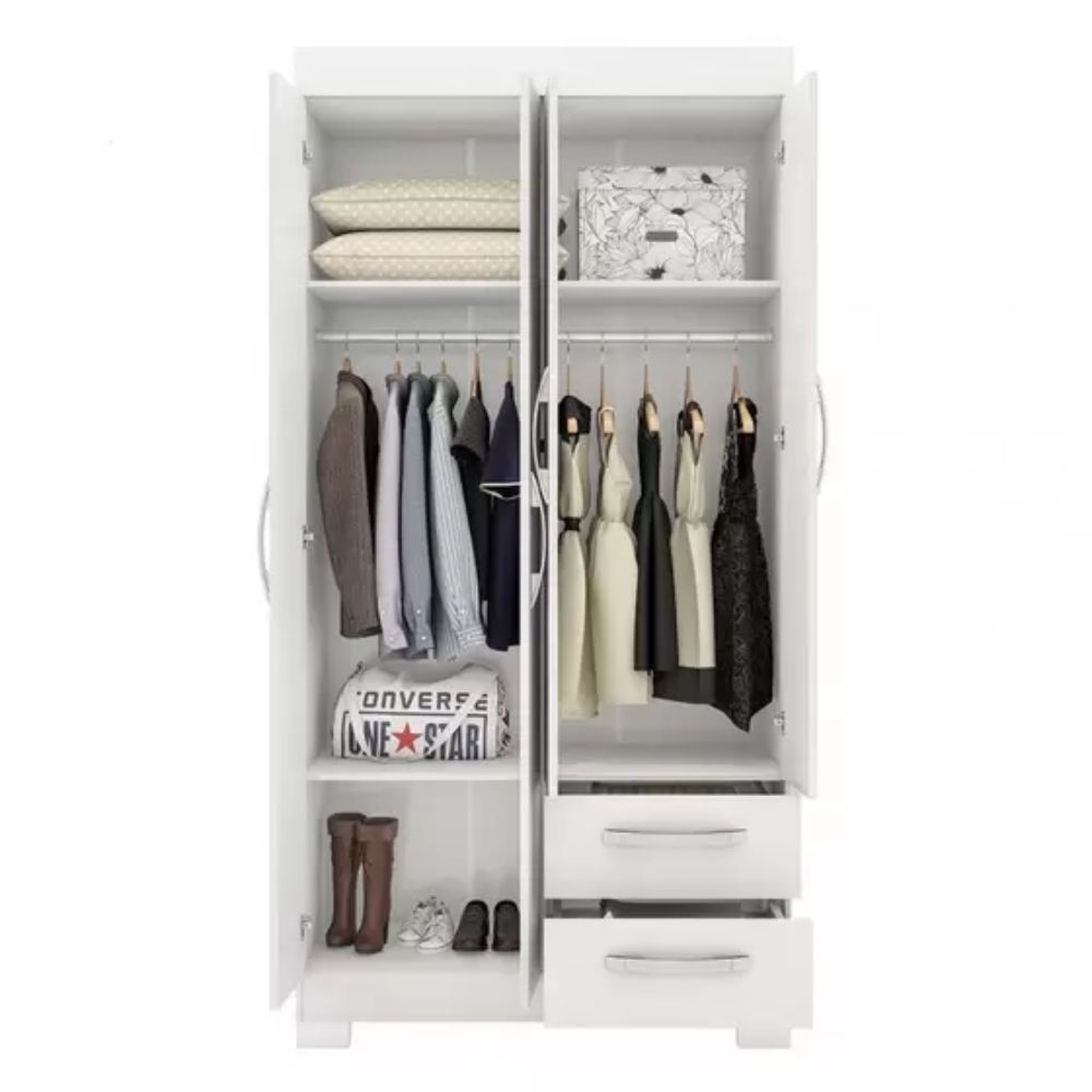 Guarda Roupa Solteiro 4 Portas 2 Gavetas Flex NT 6010 Notável Móveis Branco New/Rosa