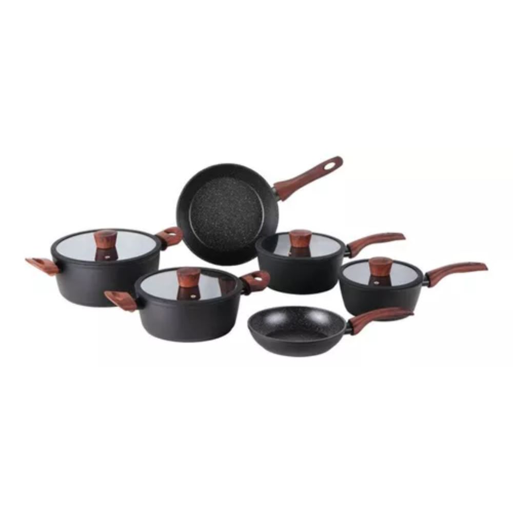 Conjunto de Panelas Brinox Ceramic Life Sirius 6 Peças com Indução Preto