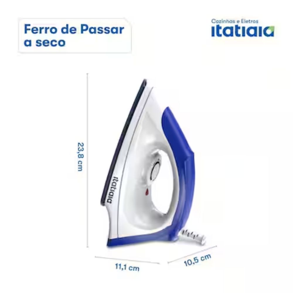 Ferro de Passar a Seco Branco com Azul 220V Itatiaia