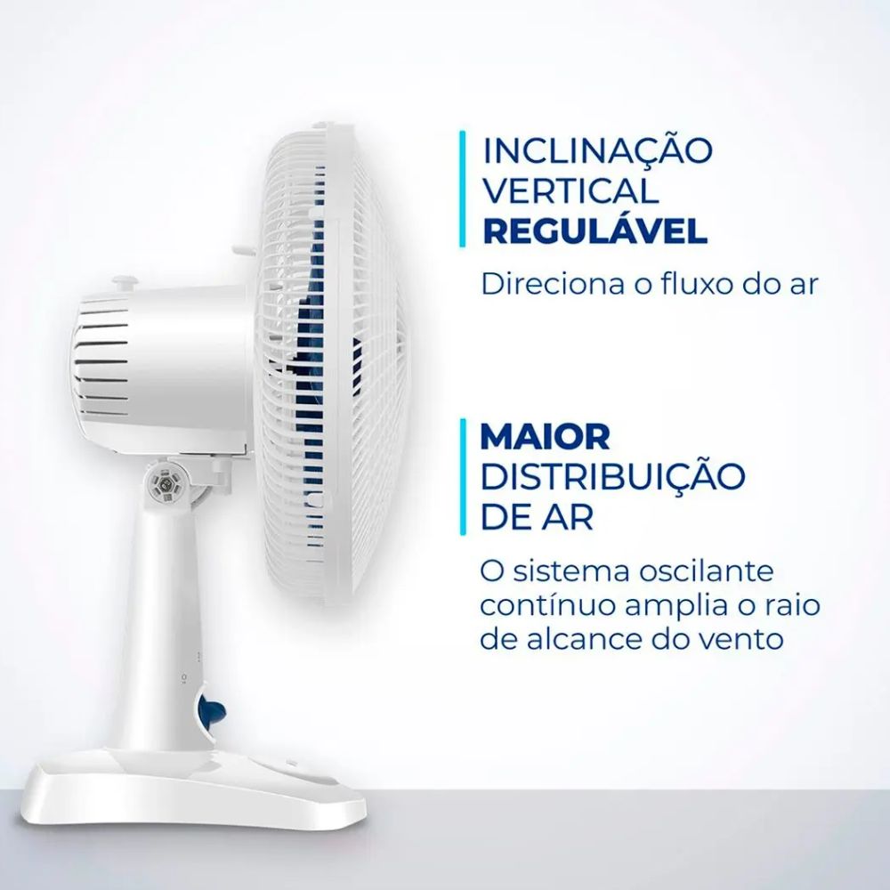 Ventilador de Mesa Mondial Super Power VSP-30-W Branco e Azul