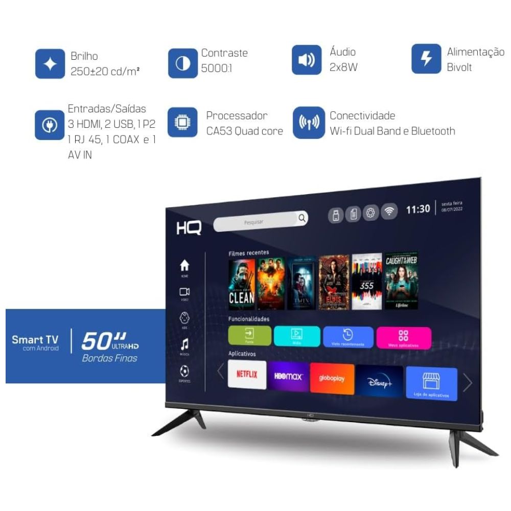 SMART TV HQ SCREEN 50'' ANDROID WIFI/BT