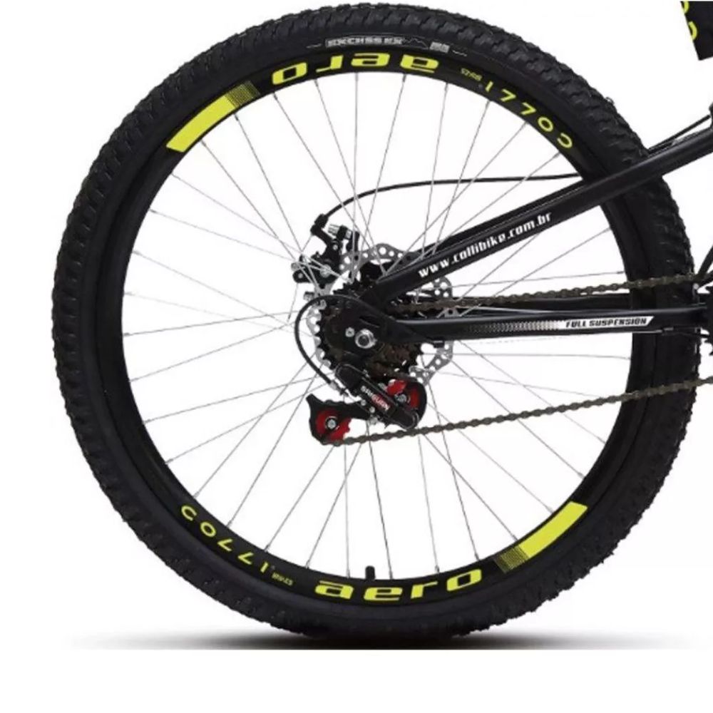 Bicicleta Colli GPS DP Aro 26 21 Marchas Masculina Preto Fosco/Amarelo Neon