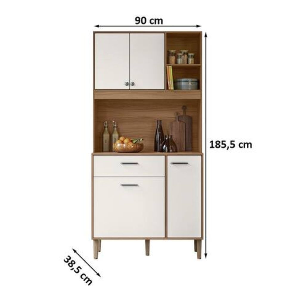 Kit Cozinha Nicioli Erva Doce 0.90 Ipê/Off White