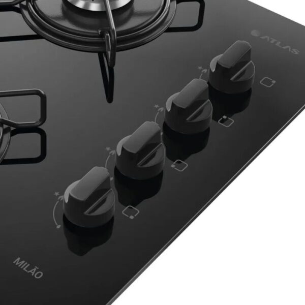 Cooktop 4 Bocas Atlas Milão com Mesa de Vidro Preto Bivolt - Imagem 4
